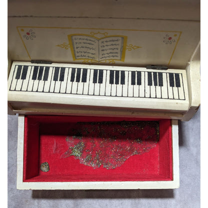 Vintage 60s Style Piano Music Jewelry Box By Mele