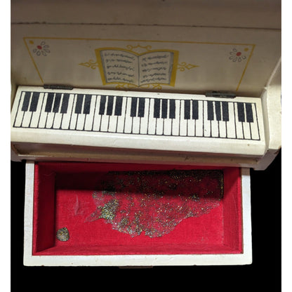 Vintage 60s Style Piano Music Jewelry Box By Mele