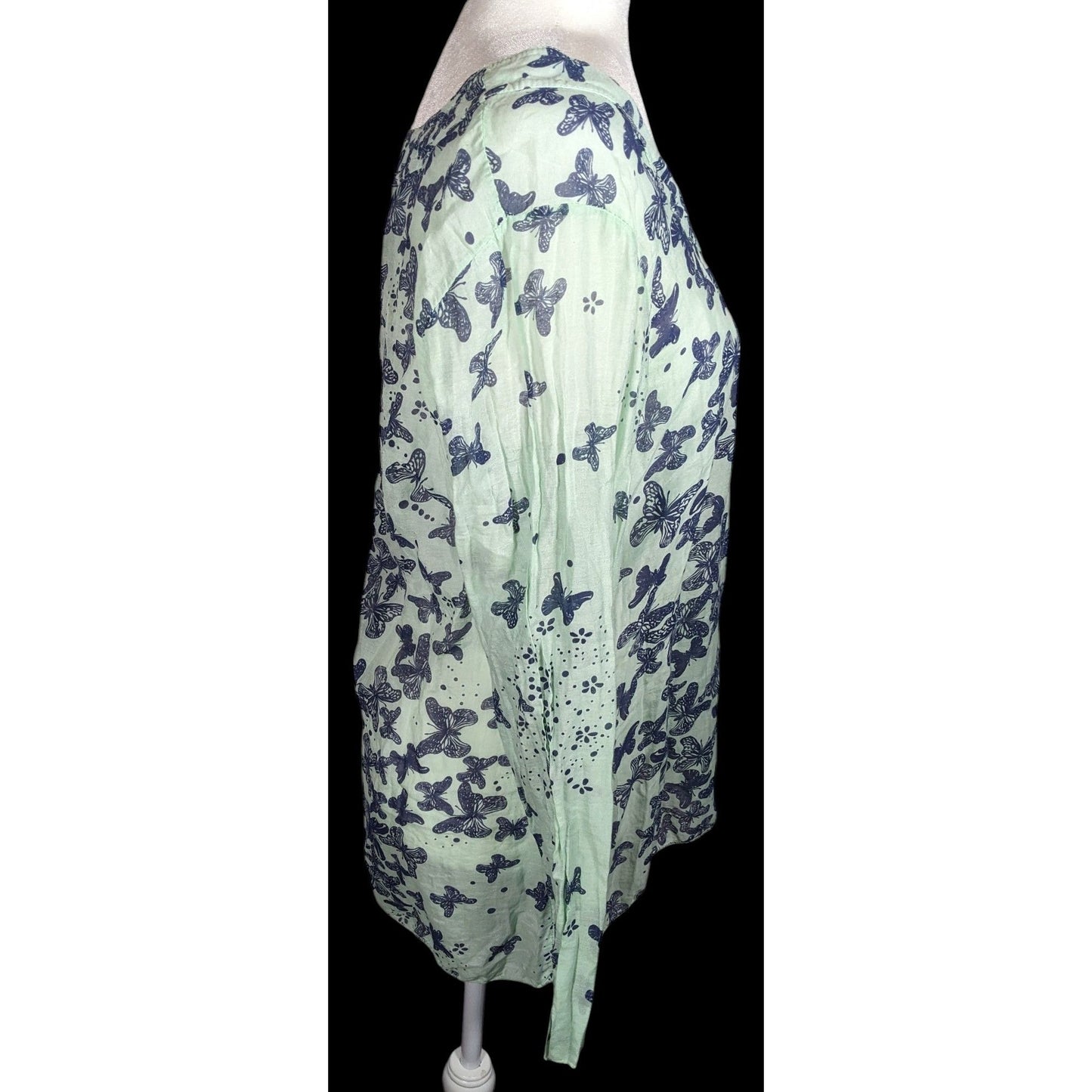 N & Willow Italy Bohemian Butterfly Blue And Green Top