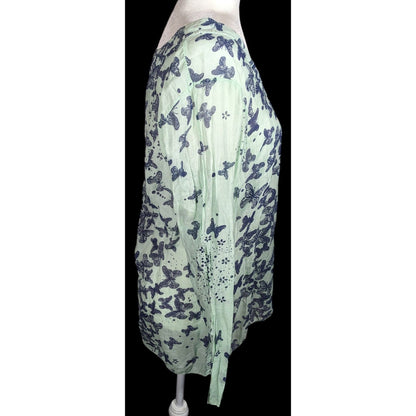 N & Willow Italy Bohemian Butterfly Blue And Green Top