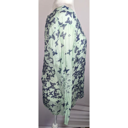 N & Willow Italy Bohemian Butterfly Blue And Green Top