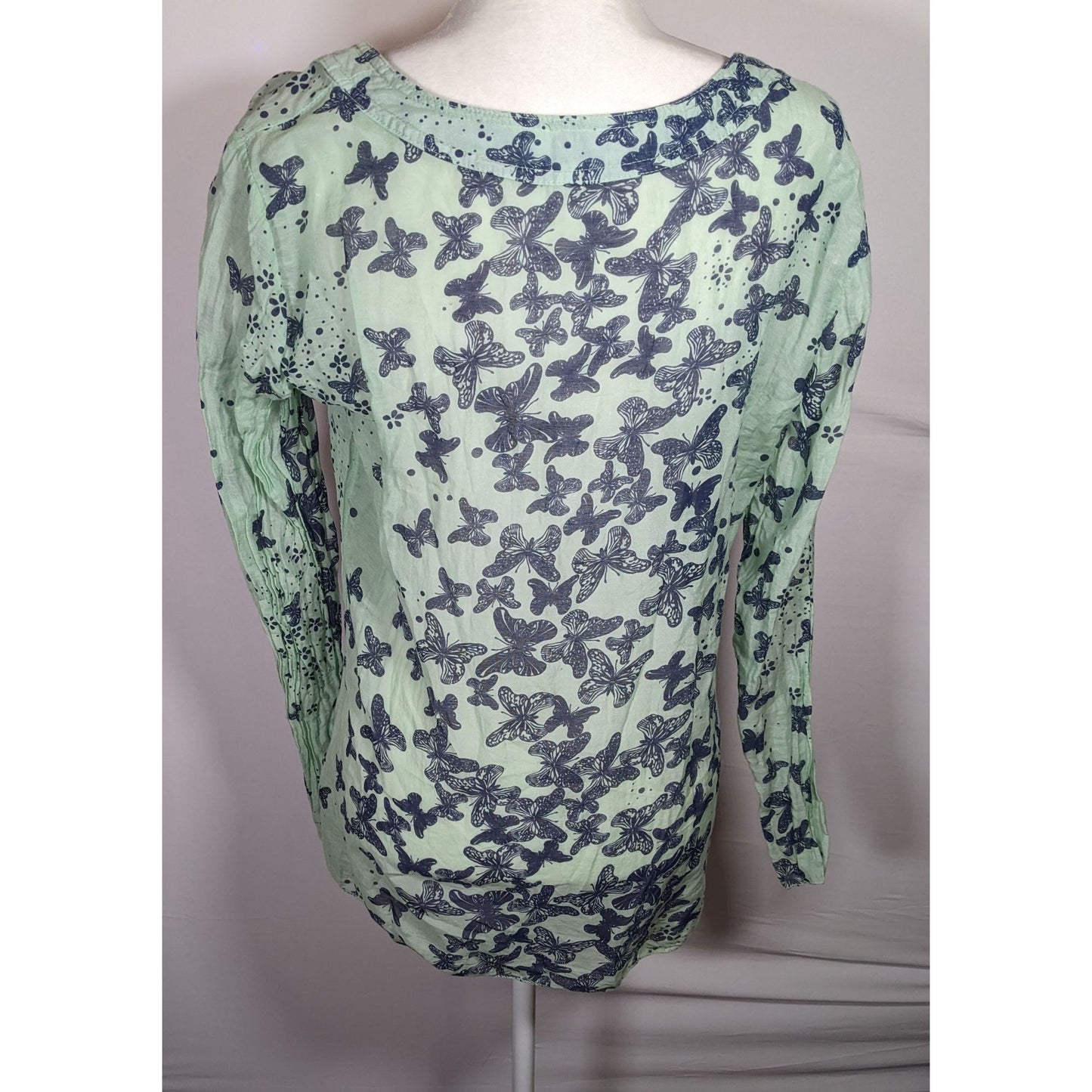 N & Willow Italy Bohemian Butterfly Blue And Green Top