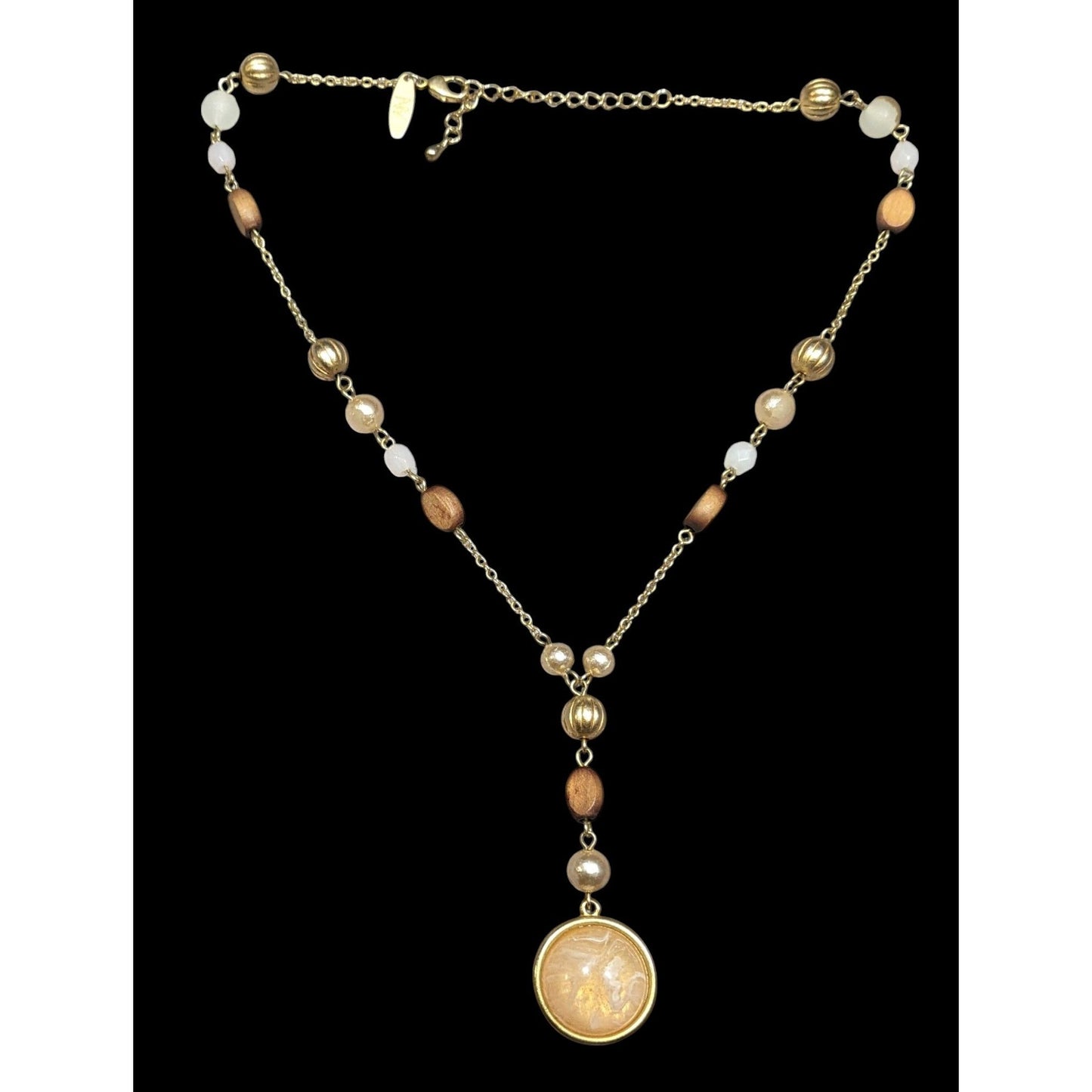 New York & Company Gold Tone Beaded Y Pendant Necklace