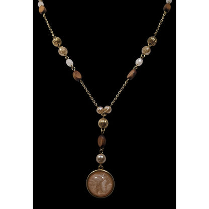 New York & Company Gold Tone Beaded Y Pendant Necklace