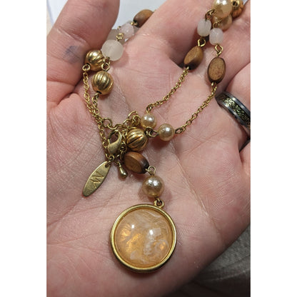New York & Company Gold Tone Beaded Y Pendant Necklace