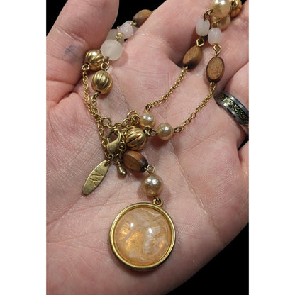 New York & Company Gold Tone Beaded Y Pendant Necklace