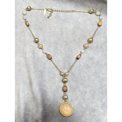 New York & Company Gold Tone Beaded Y Pendant Necklace