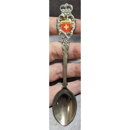 Vintage Travel Metal Silver Tone Switzerland Crest Souvenir Spoon 4 3/4 Inch