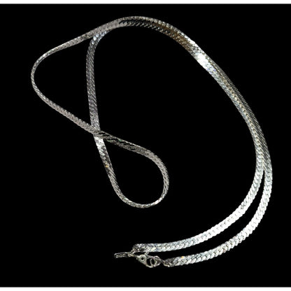 Vintage Monet Herringbone Silver Tone Chain Necklace