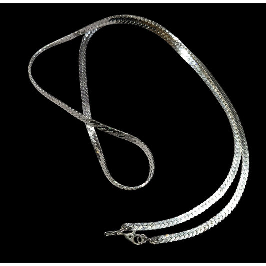 Vintage Monet Herringbone Silver Tone Chain Necklace