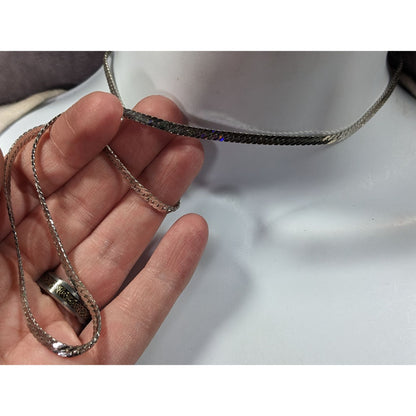 Vintage Monet Herringbone Silver Tone Chain Necklace