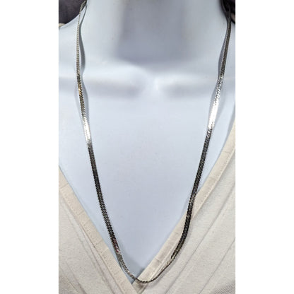Vintage Monet Herringbone Silver Tone Chain Necklace