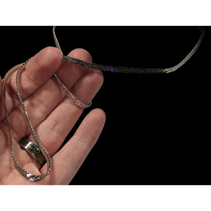 Vintage Monet Herringbone Silver Tone Chain Necklace