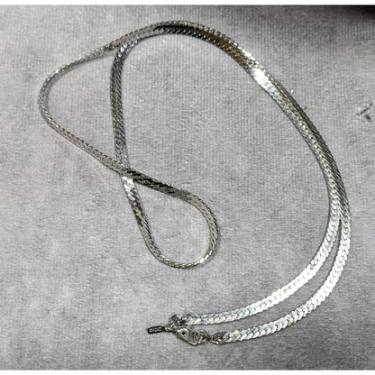 Vintage Monet Herringbone Silver Tone Chain Necklace