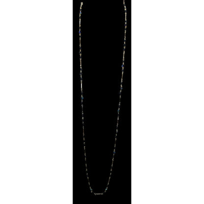 Glam Goth Black & Silver-Tone Beaded Necklace With Iridescent Accents