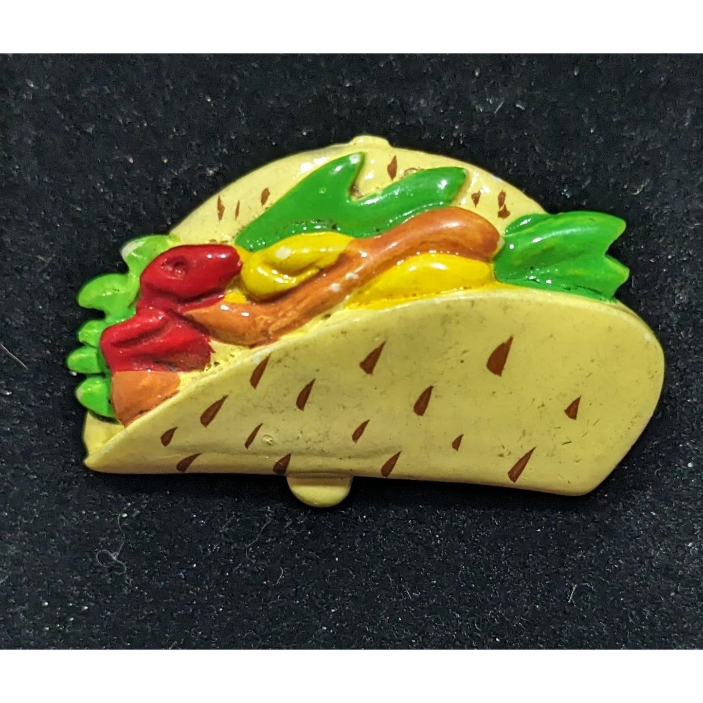Vintage Taco Figural Brooch With Painted Details