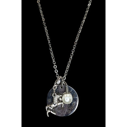 Whimsical Inspirational Silver Tone Horse Charm Necklace She Believed 23 Inch