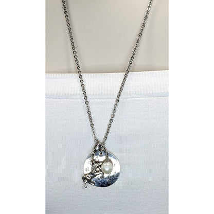 Whimsical Inspirational Silver Tone Horse Charm Necklace She Believed 23 Inch