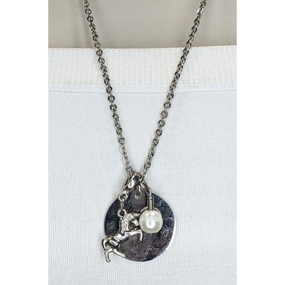 Whimsical Inspirational Silver Tone Horse Charm Necklace She Believed 23 Inch