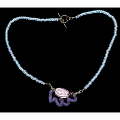 Handmade Purple And Blue Glass And Wire Wrap Necklace