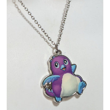 Kidcore Kawaii Y2K Hatchimals Purple Character Pendant Necklace