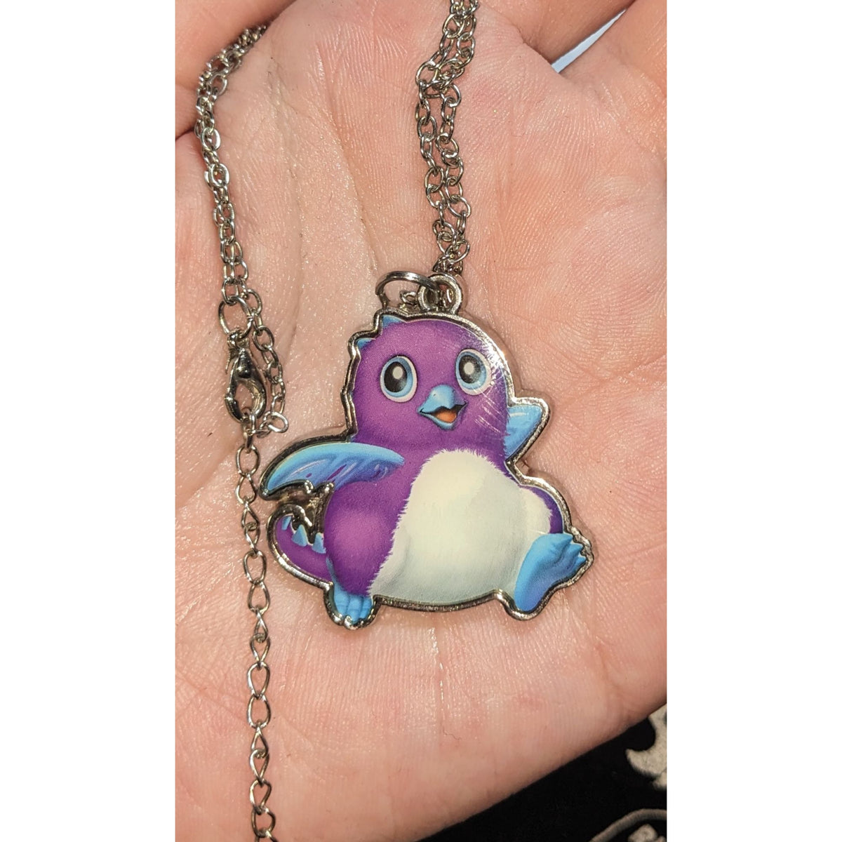 Kidcore Kawaii Y2K Hatchimals Purple Character Pendant Necklace