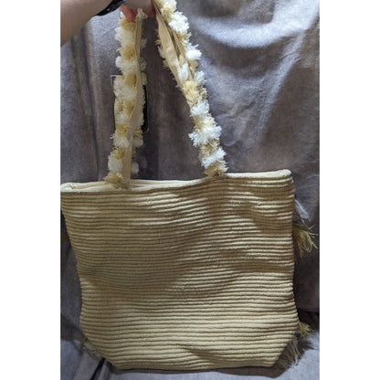 America & Beyond Fringed Shoulder Bag With Cream & Tan Details