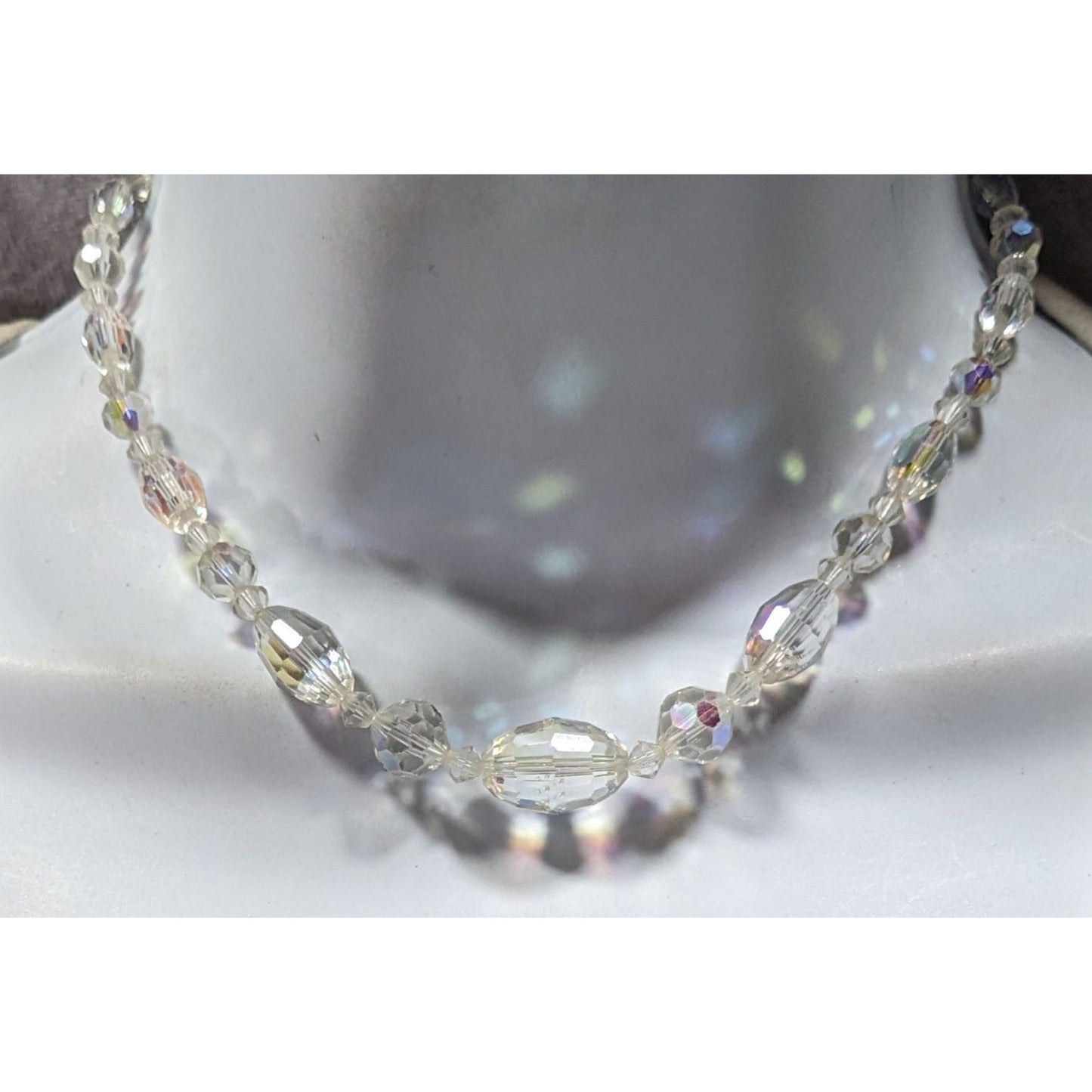 Vintage Sarah Coventry Aurora Borealis Faceted Crystal Necklace