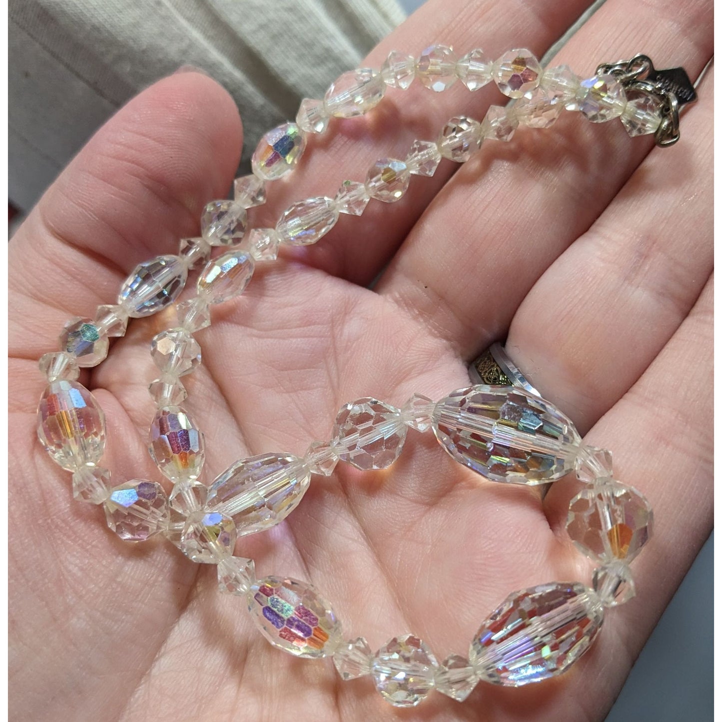 Vintage Sarah Coventry Aurora Borealis Faceted Crystal Necklace