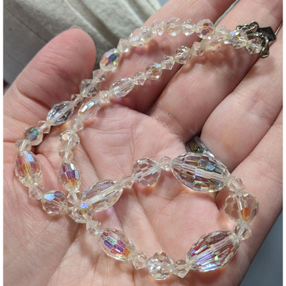 Vintage Sarah Coventry Aurora Borealis Faceted Crystal Necklace