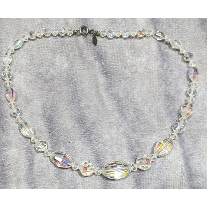 Vintage Sarah Coventry Aurora Borealis Faceted Crystal Necklace