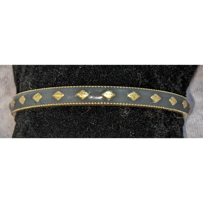 Boho Glam Lia Sophia Gray Enamel Gold Tone Diamond Motif Bangle Bracelet