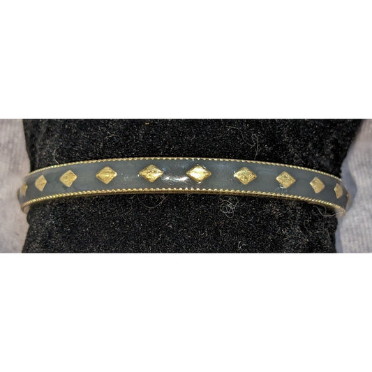 Boho Glam Lia Sophia Gray Enamel Gold Tone Diamond Motif Bangle Bracelet