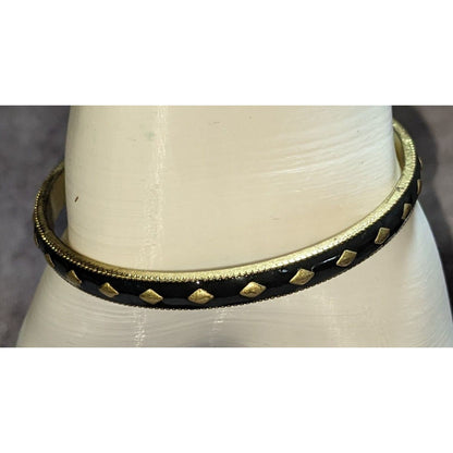 Boho Glam Lia Sophia Gray Enamel Gold Tone Diamond Motif Bangle Bracelet