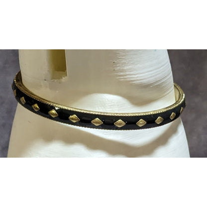 Boho Glam Lia Sophia Gray Enamel Gold Tone Diamond Motif Bangle Bracelet