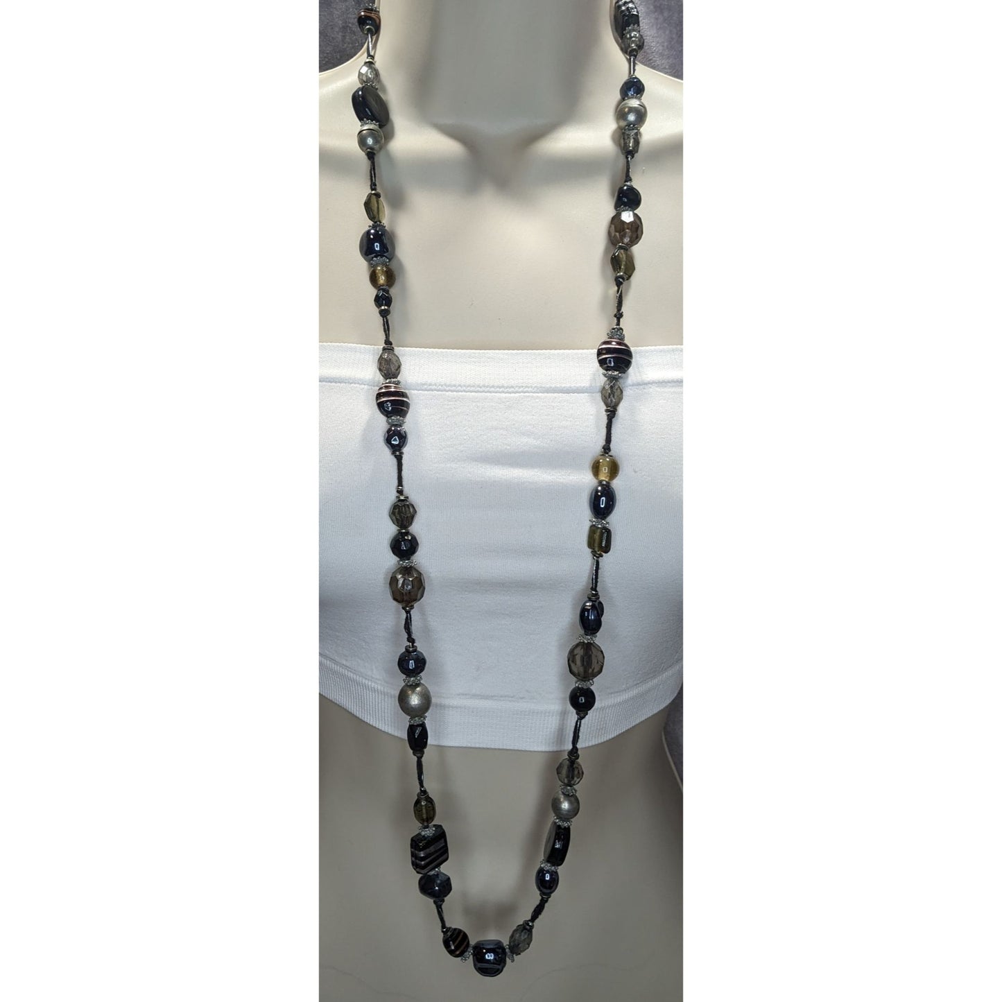 Chicos Vintage Glass & Metal Statement Opera Necklace