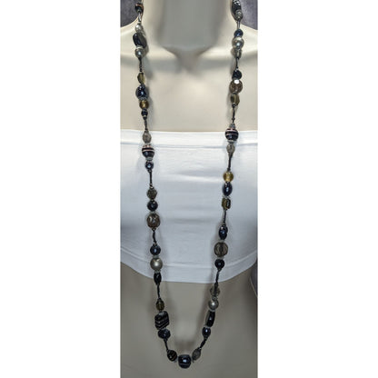 Chicos Vintage Glass & Metal Statement Opera Necklace