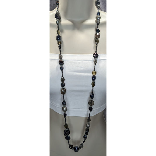 Chicos Vintage Glass & Metal Statement Opera Necklace