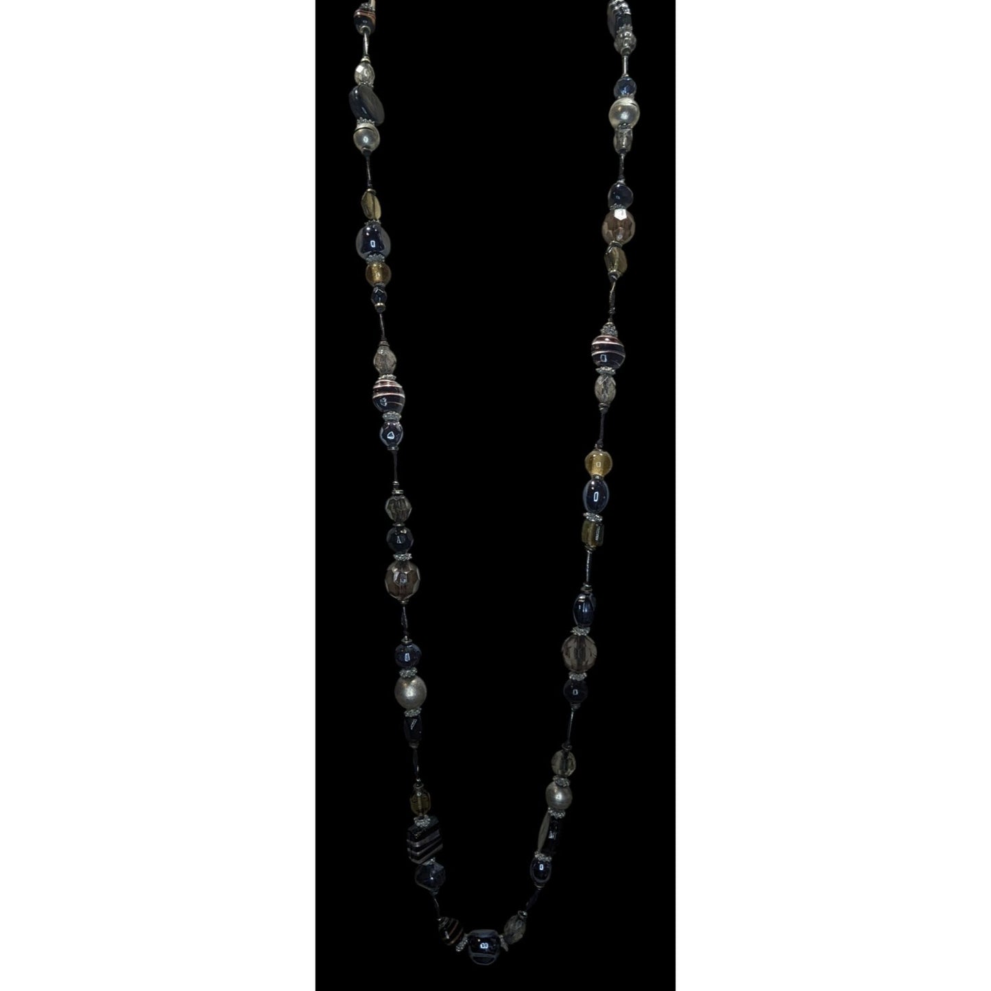 Chicos Vintage Glass & Metal Statement Opera Necklace