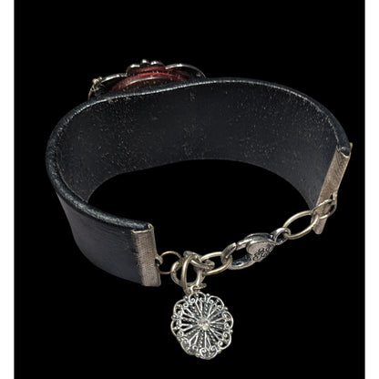 Romantic Gothic Vampire Upcycled Faux Leather Bracelet