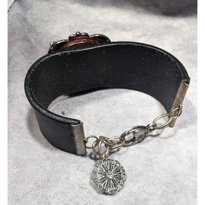 Romantic Gothic Vampire Upcycled Faux Leather Bracelet