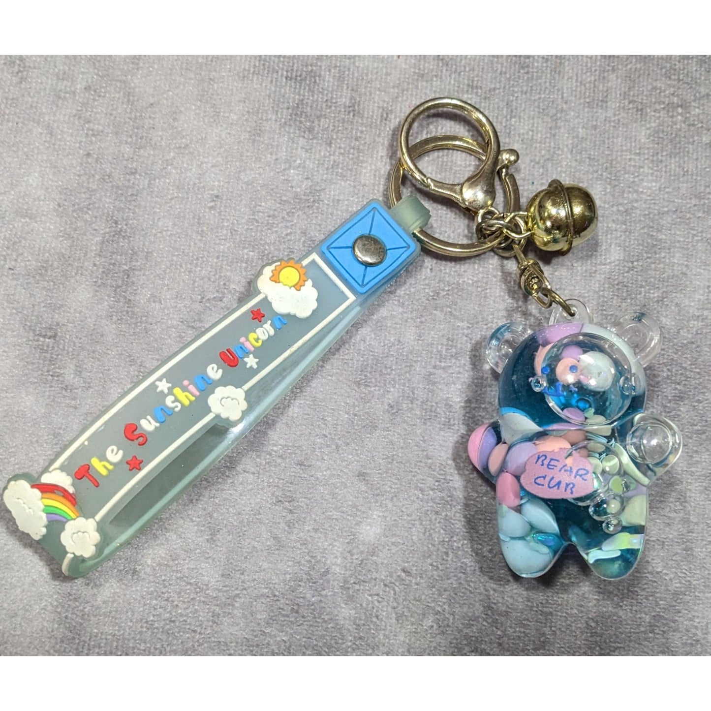 Kawaii The Sunshine Unicorn Blue Bear Cub Keychain