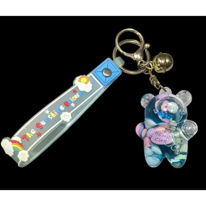 Kawaii The Sunshine Unicorn Blue Bear Cub Keychain