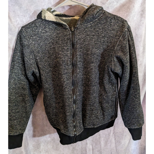 Reversible Gray & Camouflage Print Full Zip Hooded Jacket