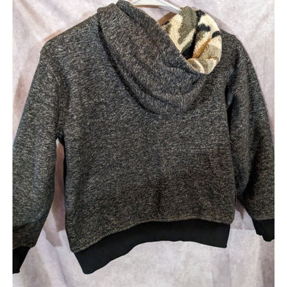 Reversible Gray & Camouflage Print Full Zip Hooded Jacket