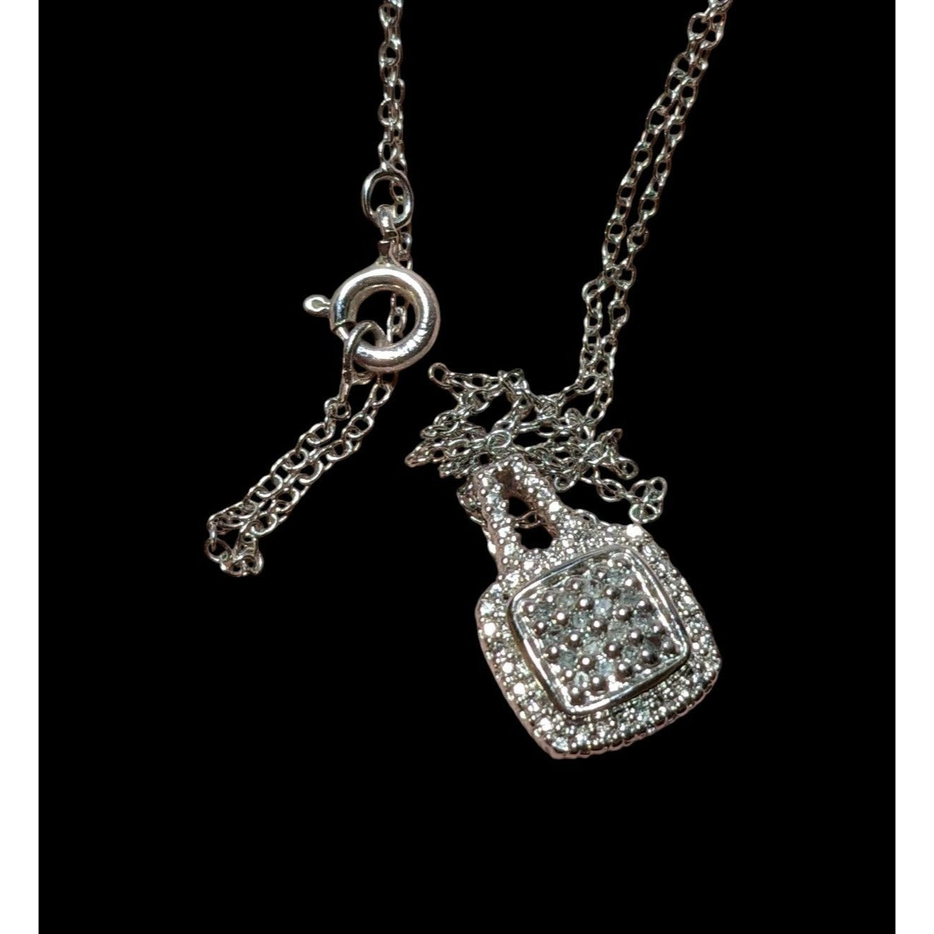 Elegant Glam Silver Gemmed Pendant Necklace