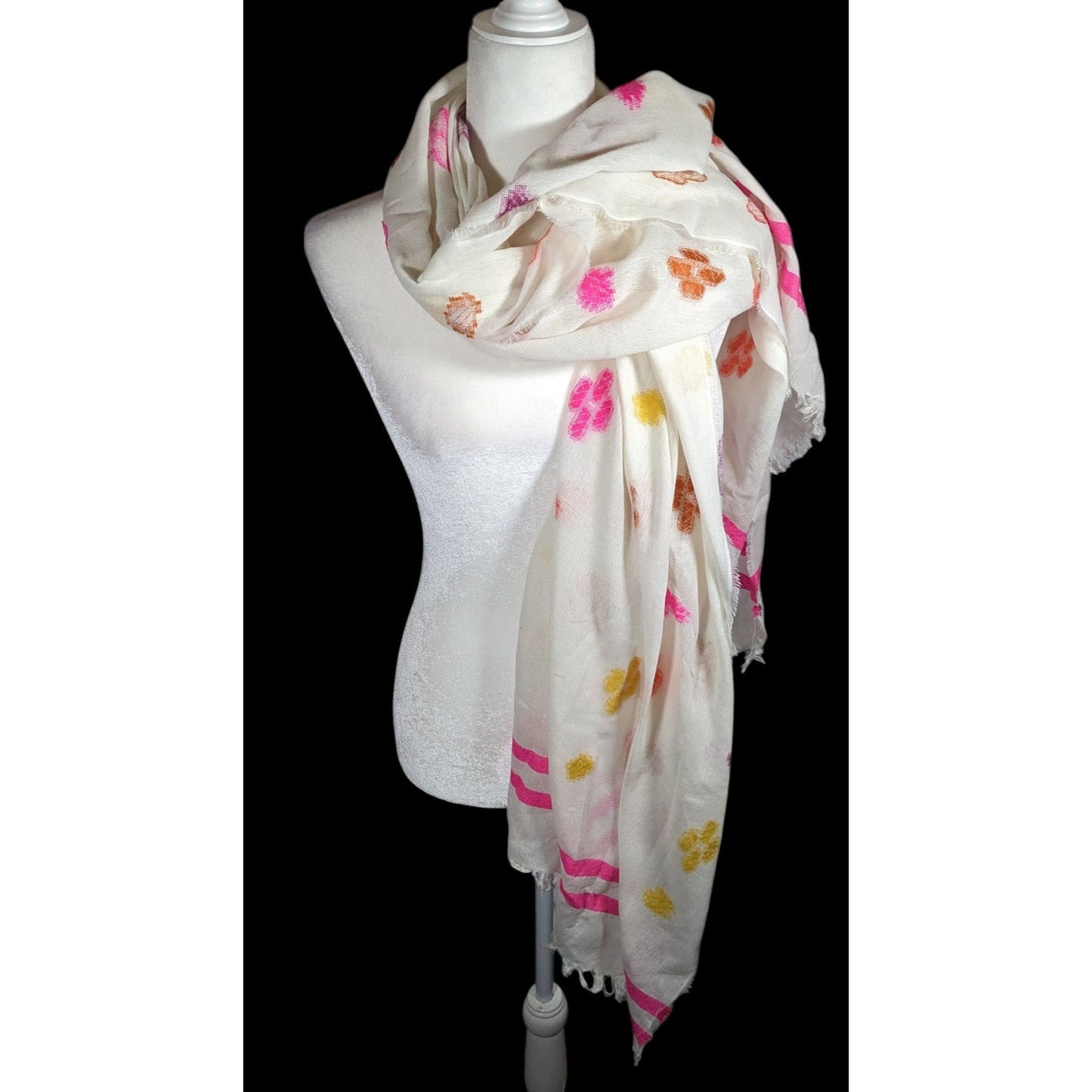 Gap Spring Themed Retro Fringe Jacquard Scarf