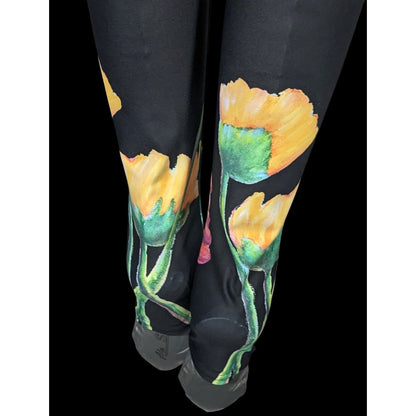 Debbie Dannheisser Flower Series Fine Art High Waist Leggings Size Medium