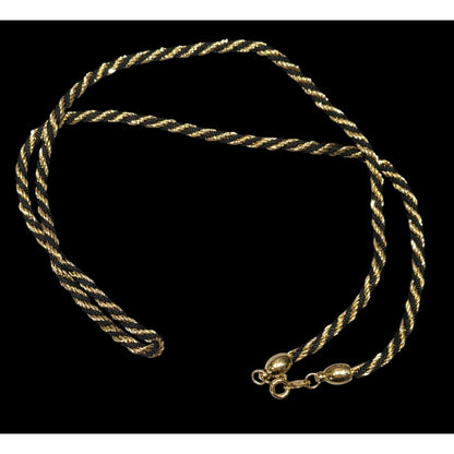 Vintage Trifari Black And Gold Tone Twisted Chain Necklace