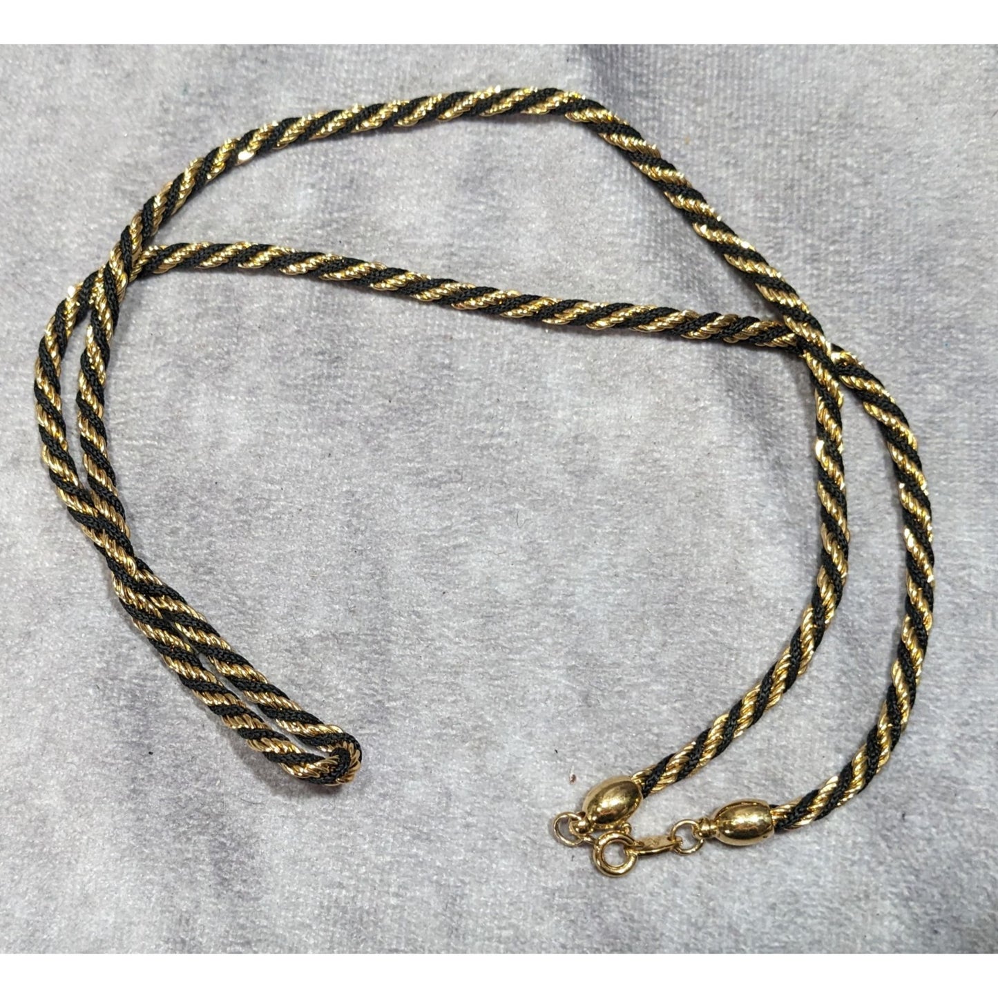Vintage Trifari Black And Gold Tone Twisted Chain Necklace